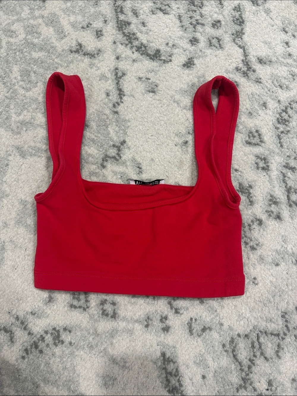 Zara Red Square-Neck Crop Top